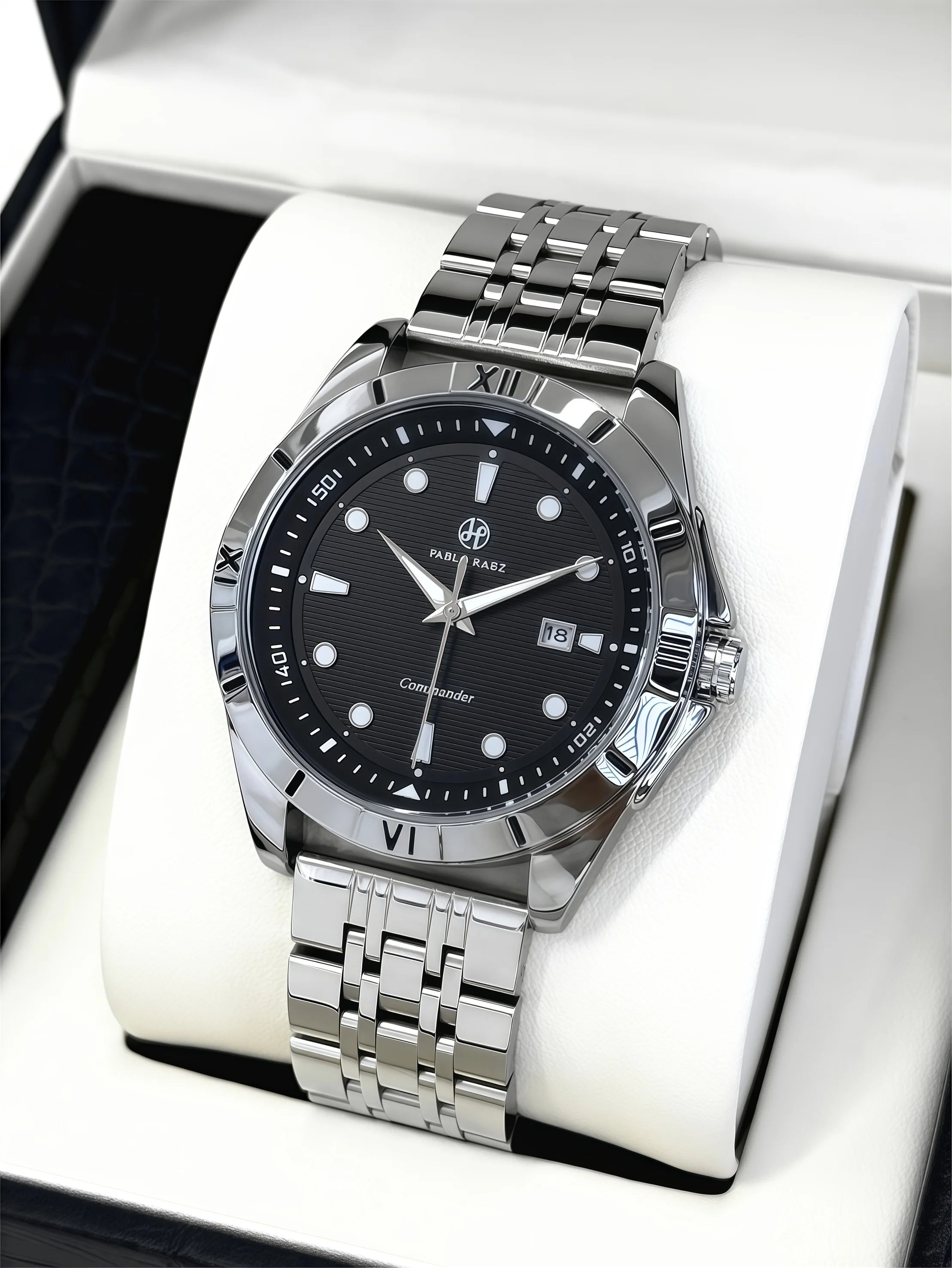 PABLO RAEZ Luxury Watch Business 50 ATM Waterproof Male Clock Luminous Date Stainless Steel Square Quartz Men Watches