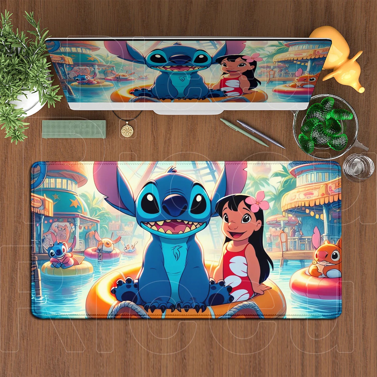 Large Gaming Mice Pad Kawaii Anime Stitch Mousepad Gamer Mausepad XXL Computer Office Speed Deskmat Keyboard Cabinet Accessories