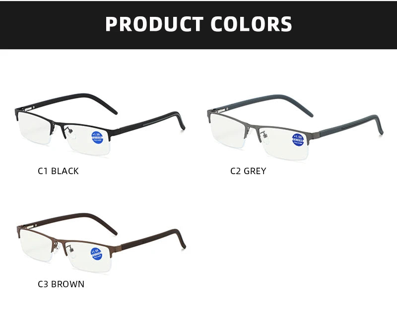 Brand Designer Reading Glasses Men Women Fashion Half Frame Presbyopic Glasses Vintage Business Diopter Eyeglasses +1.0 1.5 2.0
