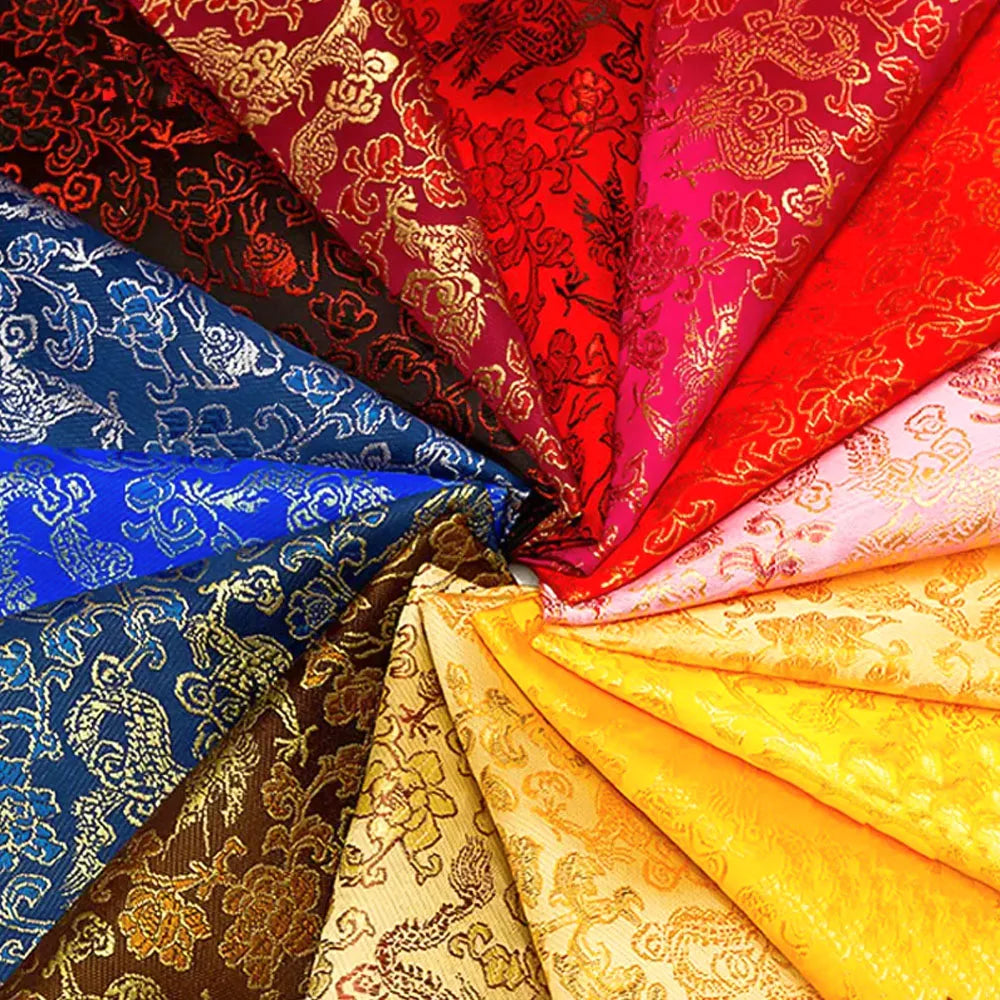 Chinese Dragon Pattern Brocade Jacquard Damask Fabrics Imitation Silk For Cheongsam Garment DIY Designer Cloth Patchwork Pillow