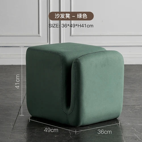 Household Living Room Hallway Pouf Nordic Sofa Stool Makeup Sitting Pier Fabric Shoe Changing Stool Book Storage Ottoman