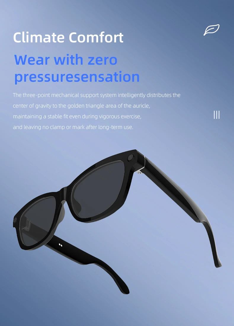 V03-T5 Smart AI Glasses HD Camera 1080P Video Recorder Life Waterproof Al Voice Translation Bluetooth Call Sunglasses Glasses