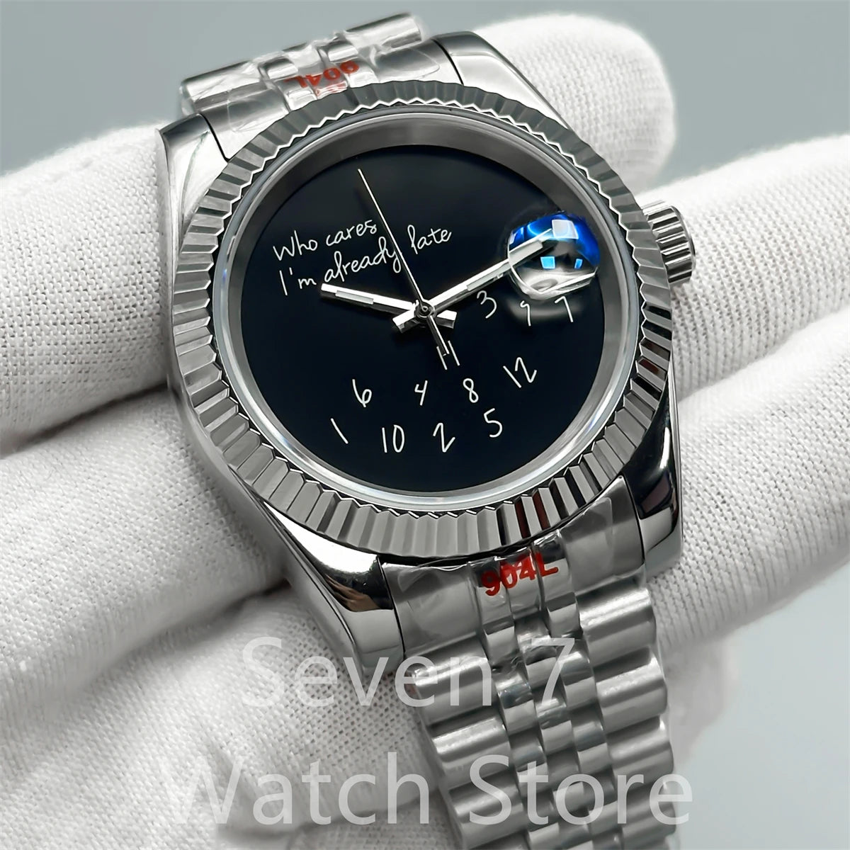 New DIY personality fashion mechanical watch polished teeth fixed frame sapphire glass NH35A automatic movement
