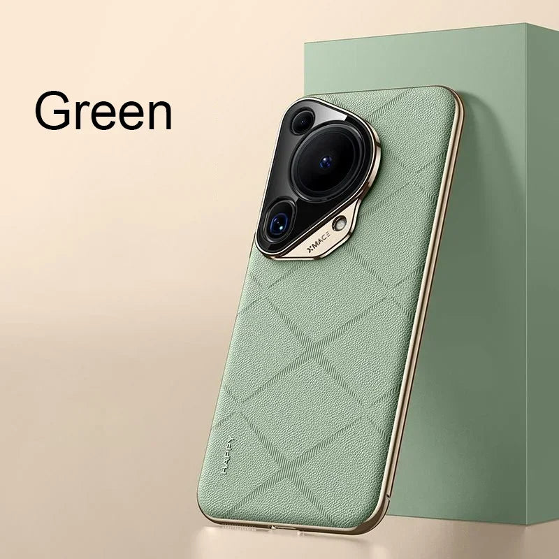 For Huawei Pura 70 Ultra Luxury Ultra-thin Plain Leather + PC Camera Protection Back Cover For Pura 70 Pro Plus