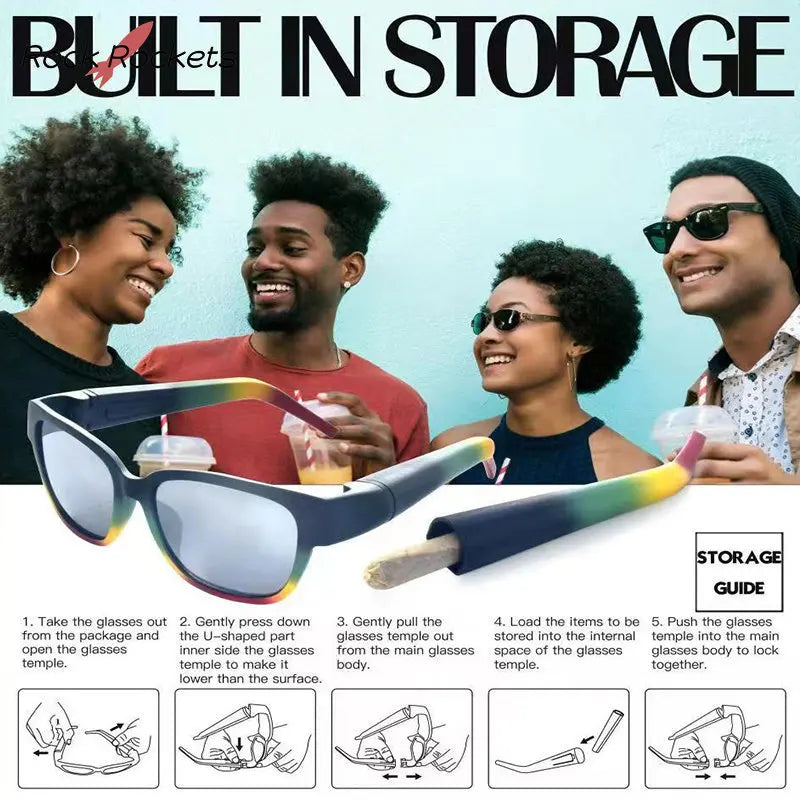 R&R New Design Glasses Holder Horn Tube Removable Sunglasses Hidden Tapered Roll Paper Storage Smoking Accessories Gadgets Men