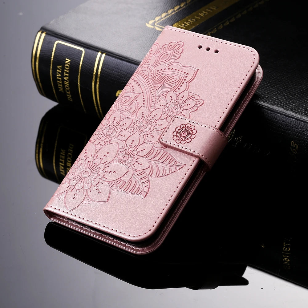 Premium Sun Flower Embossed Flip Leather Wallet Case For Honor Magic7 Lite Magic 7 6 5 4 Pro Magic6 Lite 5G Magnetic Flip Cover