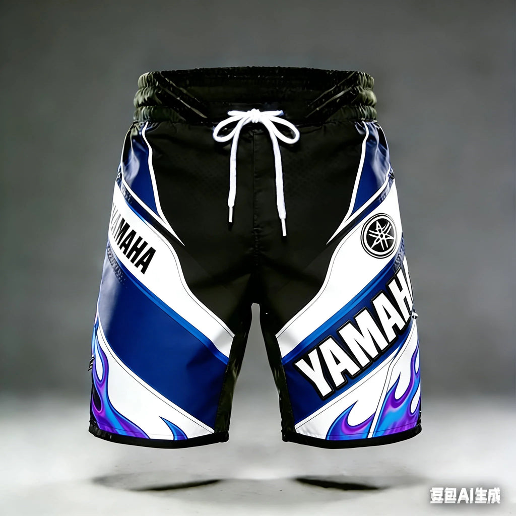 2026 Summer New Yamaha White Stripe Fashion Sports Outdoor Fitness Shorts, Men Women Large Casual Motorcycle Riding Shorts