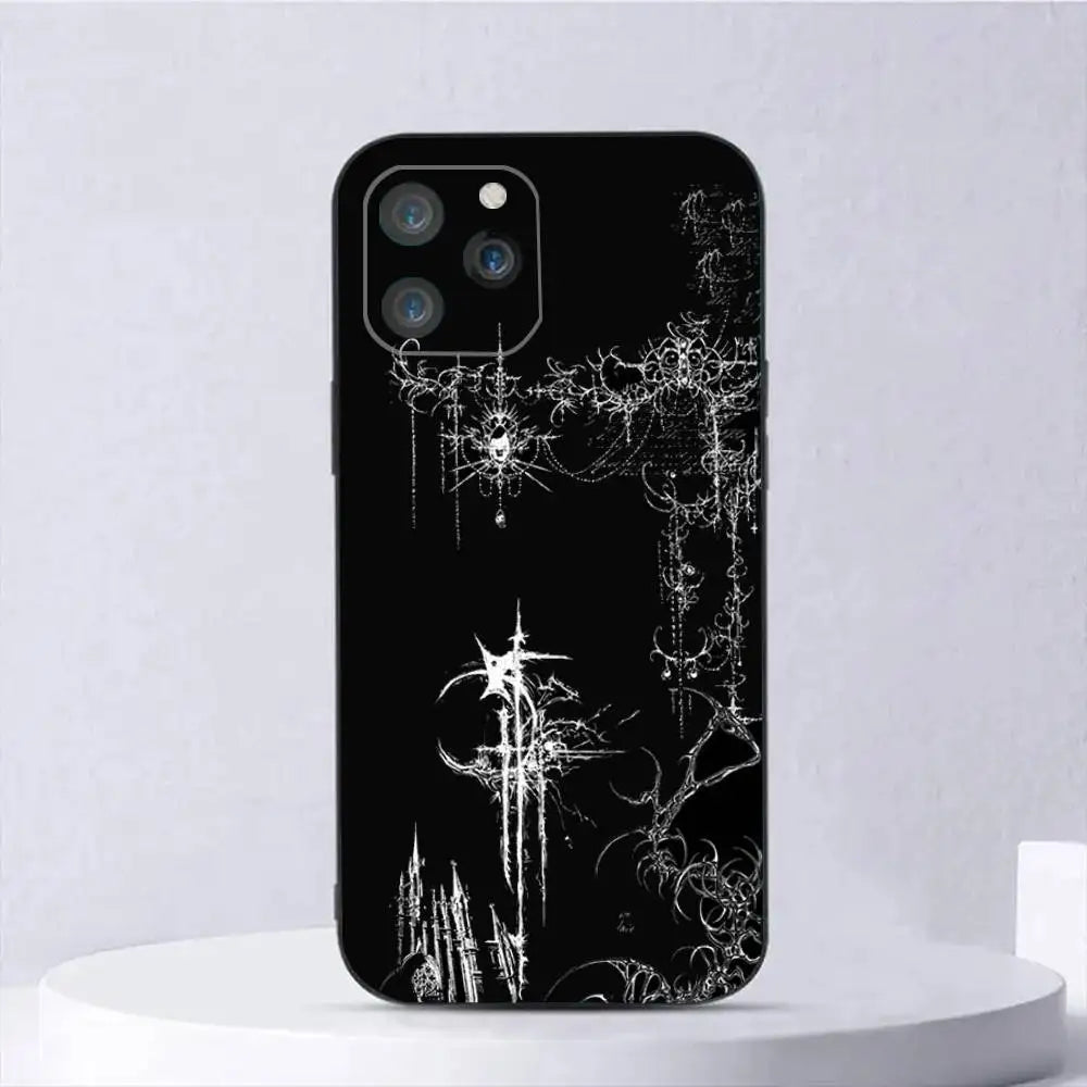 1pc Gothic Cyber Sigil Cross Phone Case Silicone Soft For IPhone 17 Air 16 15 14 13 12 11 Plus Pro Max Plus