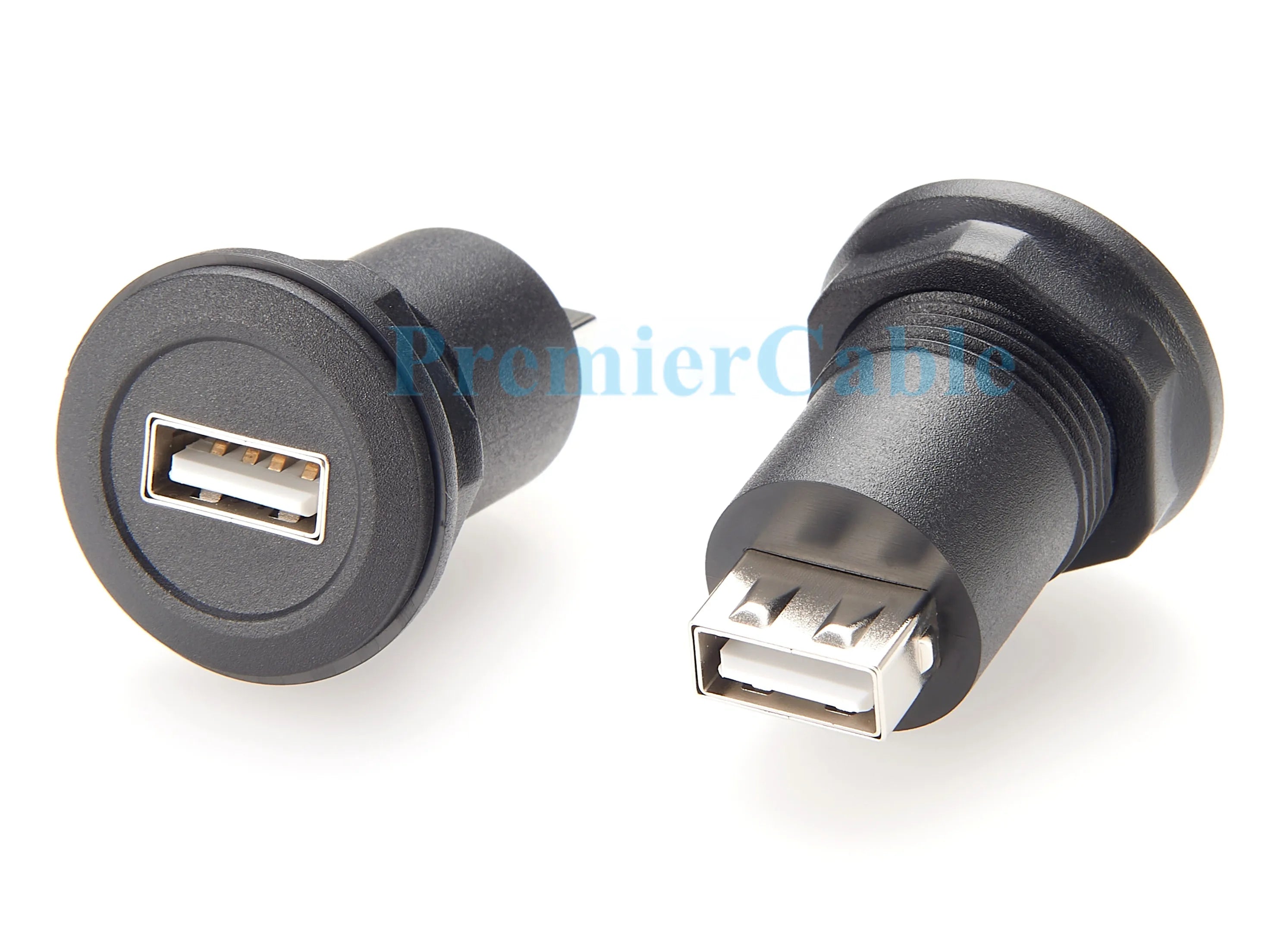 USB 2.0 A Female to Female Connector Round Flush Panel Mount 480Mbps USB Type A Bulkhead Feedthrough Adapter Socket Extender