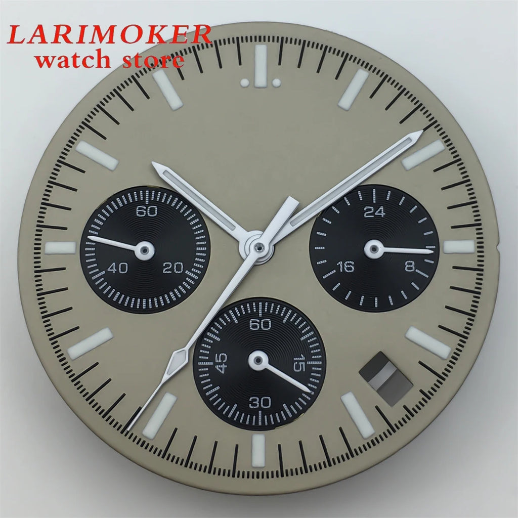 BLIGER 31.5mm 6-pin dial quartz movement Watch dial with VK63 Watch hands C3 green glow-in-the-dark with VK63 movement