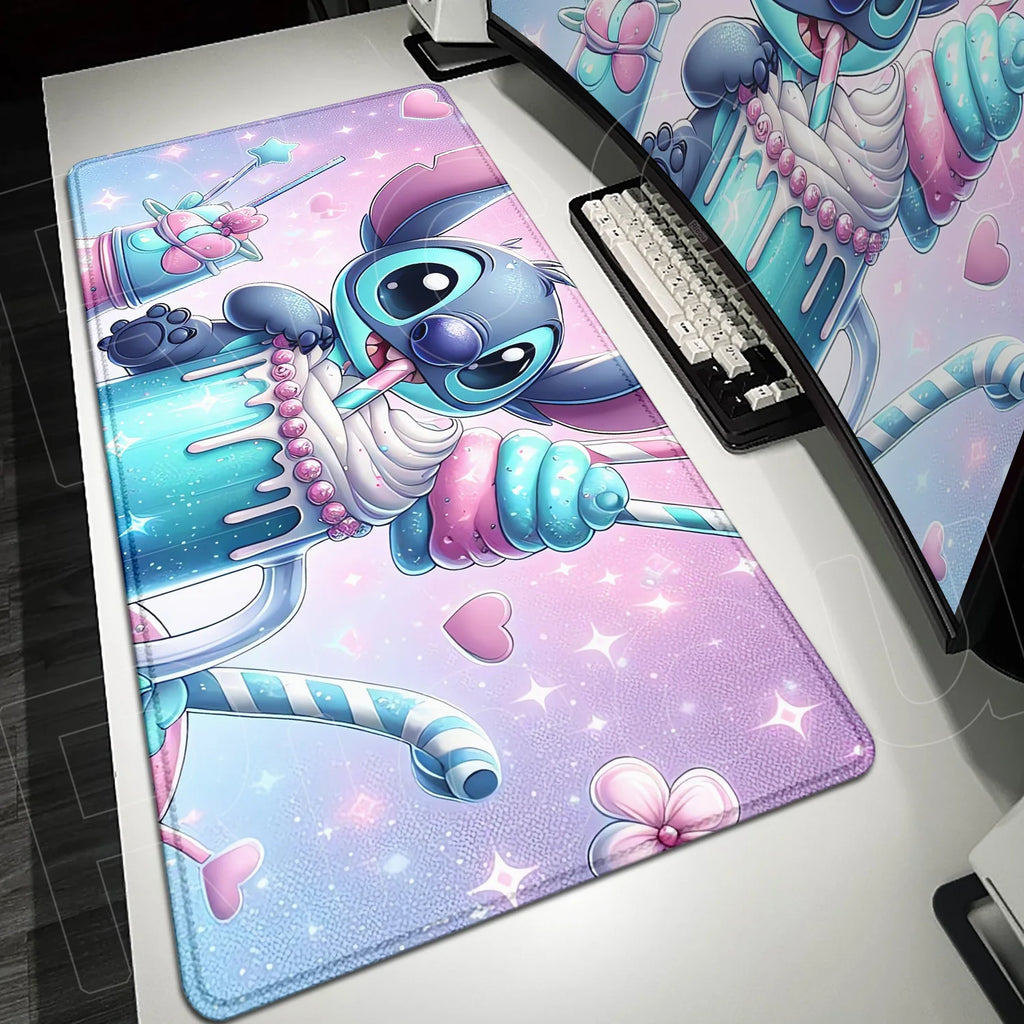 Large Gaming Mice Pad Kawaii Anime Stitch Mousepad Gamer Mausepad XXL Computer Office Speed Deskmat Keyboard Cabinet Accessories