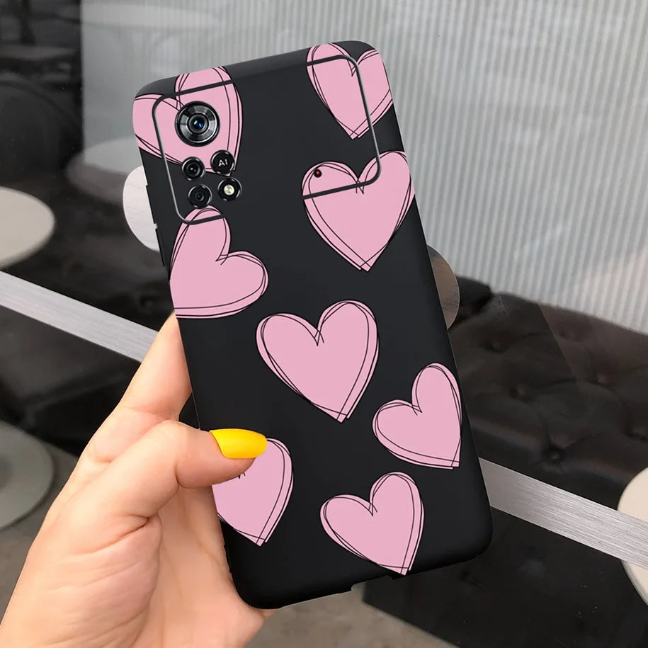 Cute Love Heart Phone Case For Xiaomi Poco X4 Pro 5G Cover Soft Silicone Matte Funda For Xiaomi Poco X4 M4 Pro 4G 5G Bumper 2022
