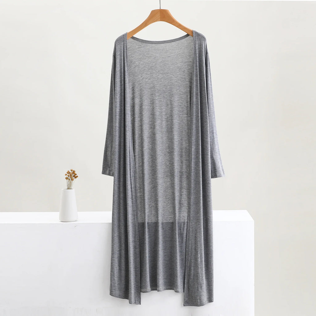 Women's Clothing Autumn Summer Cardigan Extended Modal Shawl Sunscreen Coat Air Conditioning Shirt Long Sleeve Thin Coat Sweater