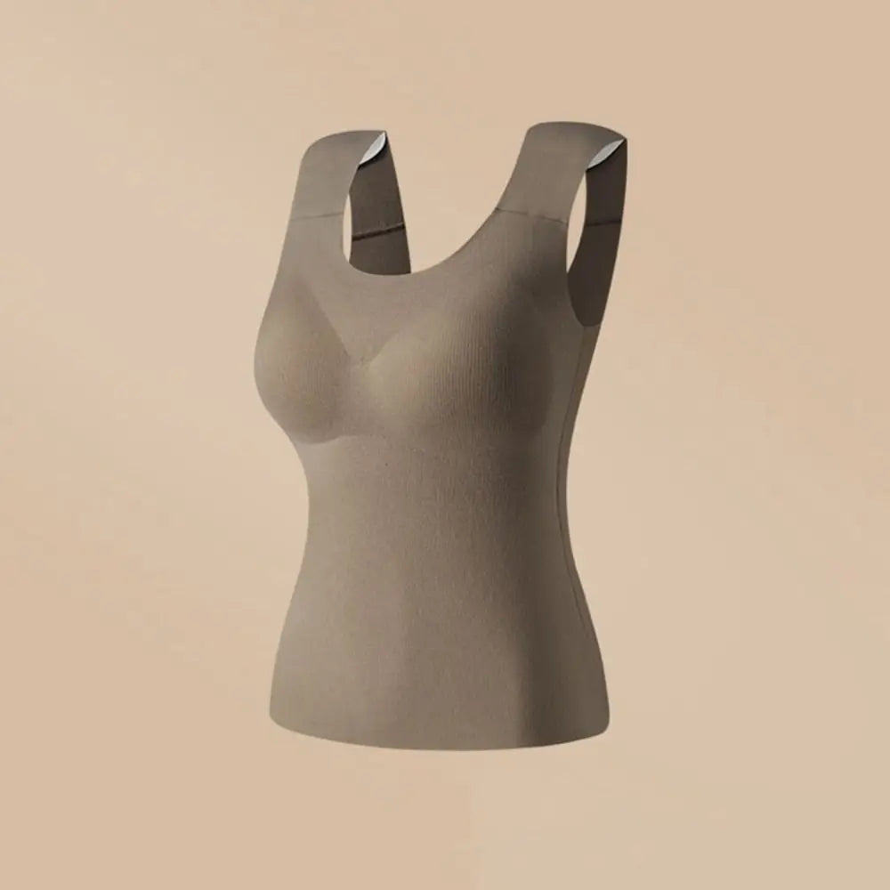 U-neck Right-angle Shoulder Vest Seamless Invisible Thermal Underwear Winter Autumn Sleeveless Underwear for Women