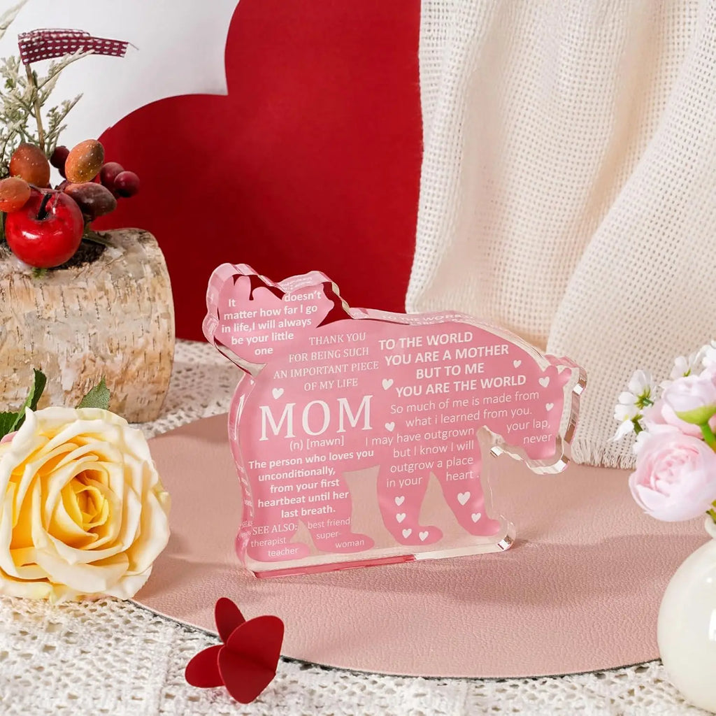 Gifts for Mom - Mothers Day Gift for Mom from Daughter,Son Mother Christmas Birthday Present Mama Bear Plaque Desk