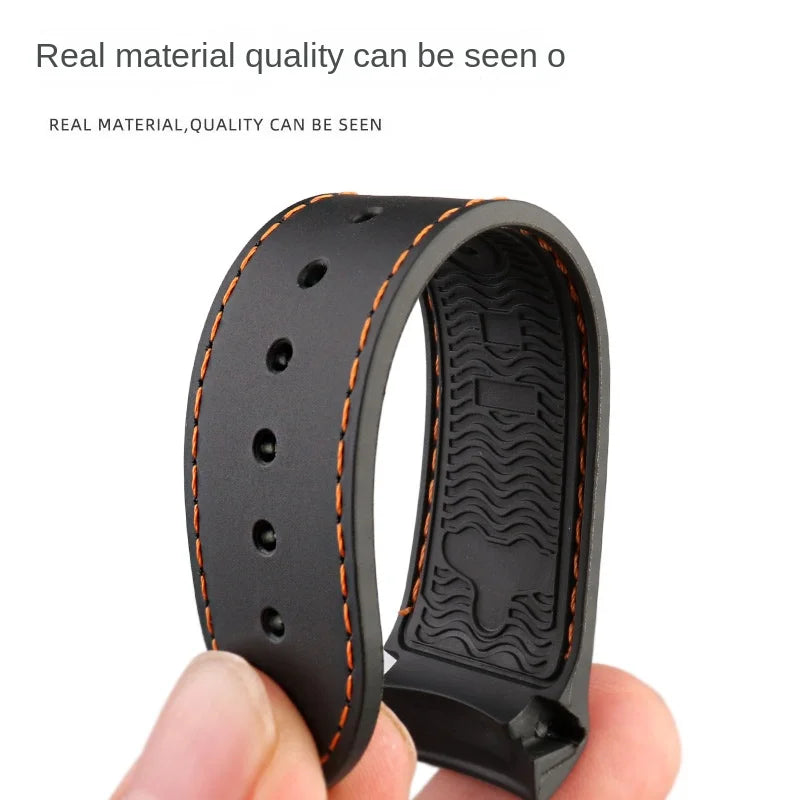 20mm 21mm 22mm Curved End Silicone Rubber Strap for Omega Seamaster 300/600 Planet Ocean 600 Folding Buckle Watchband Bracelet