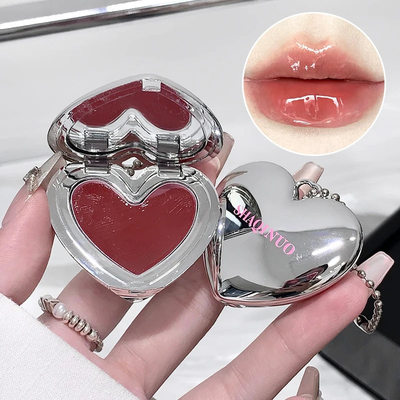 Heart-shaped Mirror Water Light Lipstick Guava Pink Lasting Shiny Moisturizing Lip Gloss Natural Skin-Brightening Lip Makeup