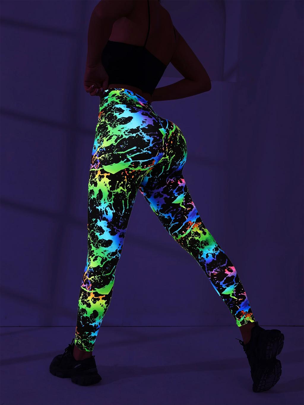 Digital Printing 3D Fluorescent Quick-drying Breathable Fitness Pants Show Slim Hip Lift Leggings Yoga Pants Plus-size