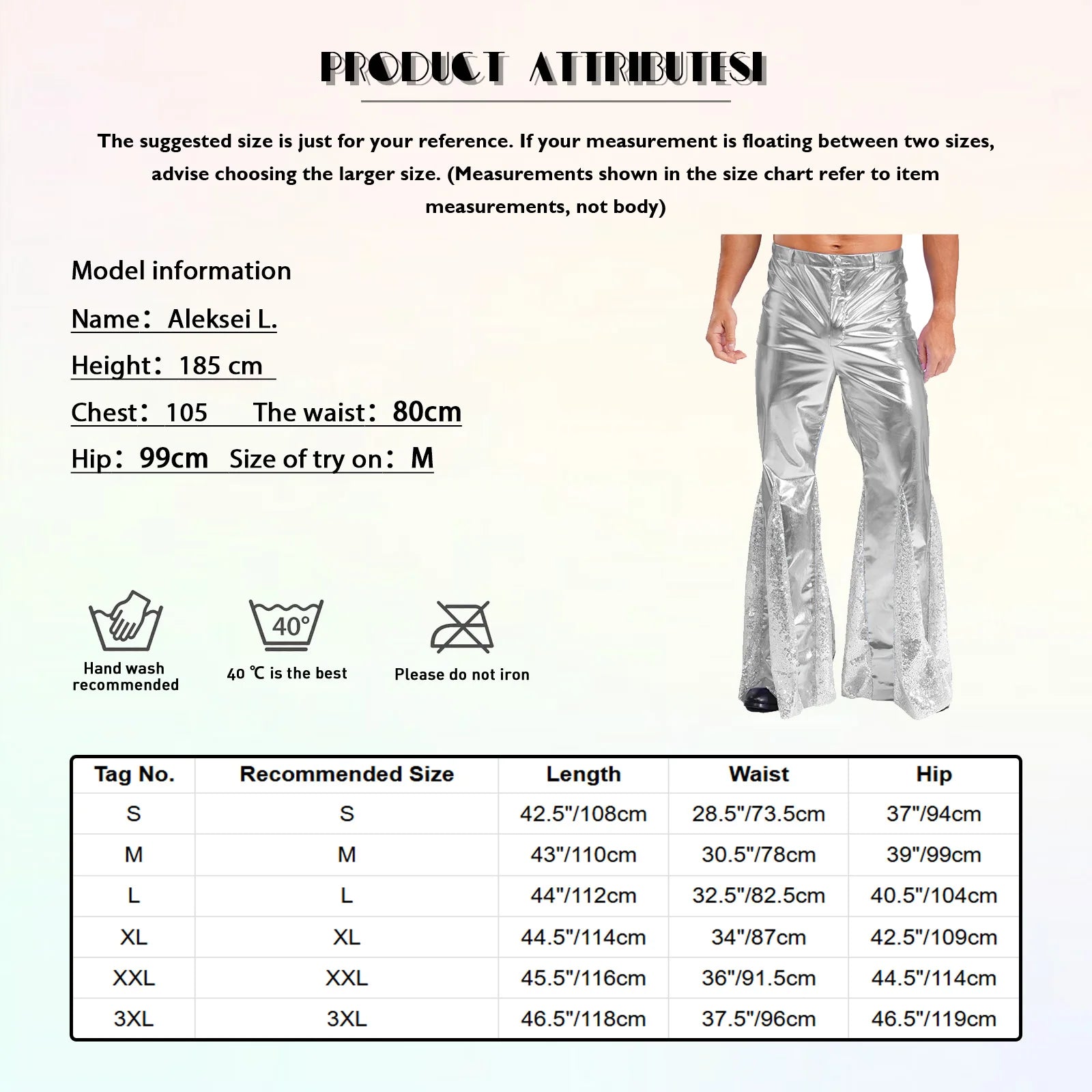 Mens Shiny Metallic 70s Disco Flared Pants Hippie Vintage Hip Hop Carnival Performance Costume Sequins Bell Bottoms Trousers