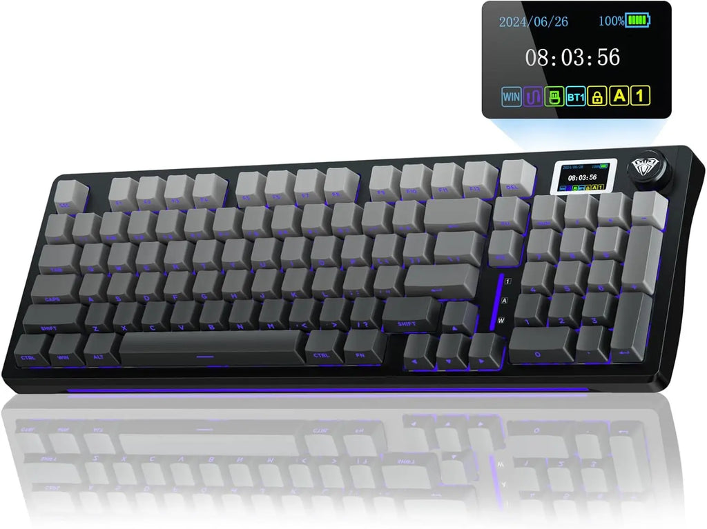 AULA S98pro Wireless Gaming Keyboard BT/USB-C/2.4G PBT Keycaps RGB Hot-swap Esports Mechanical Keyboard with Multi-function Knob