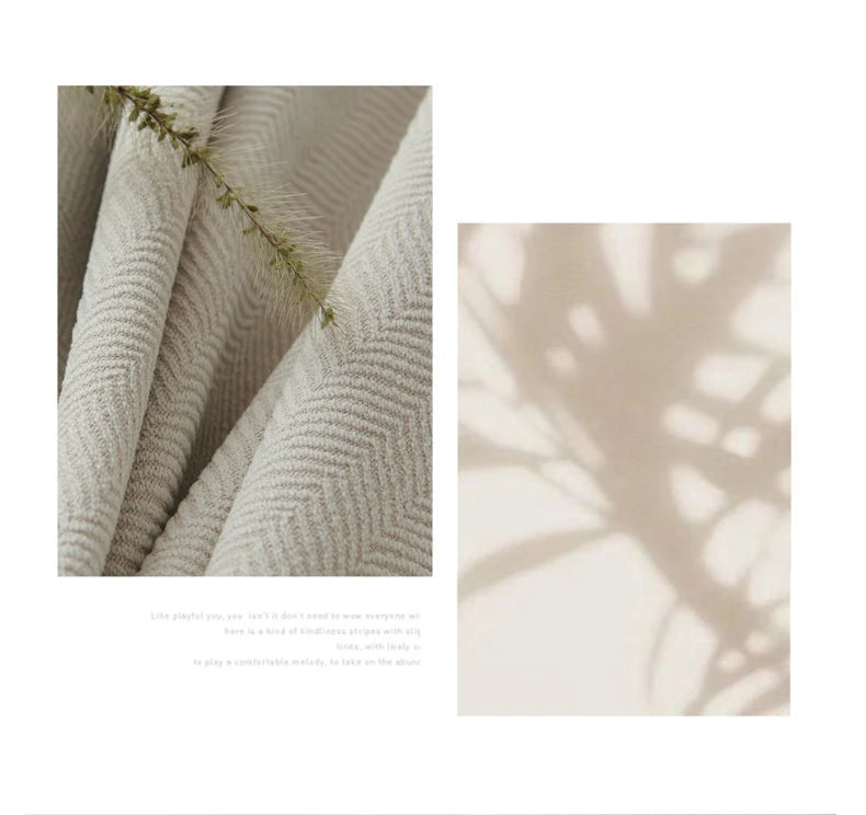 2025 new thickened French light luxury cream curtain cloth solid color bedroom living room full blackout sunscreen cotton linen