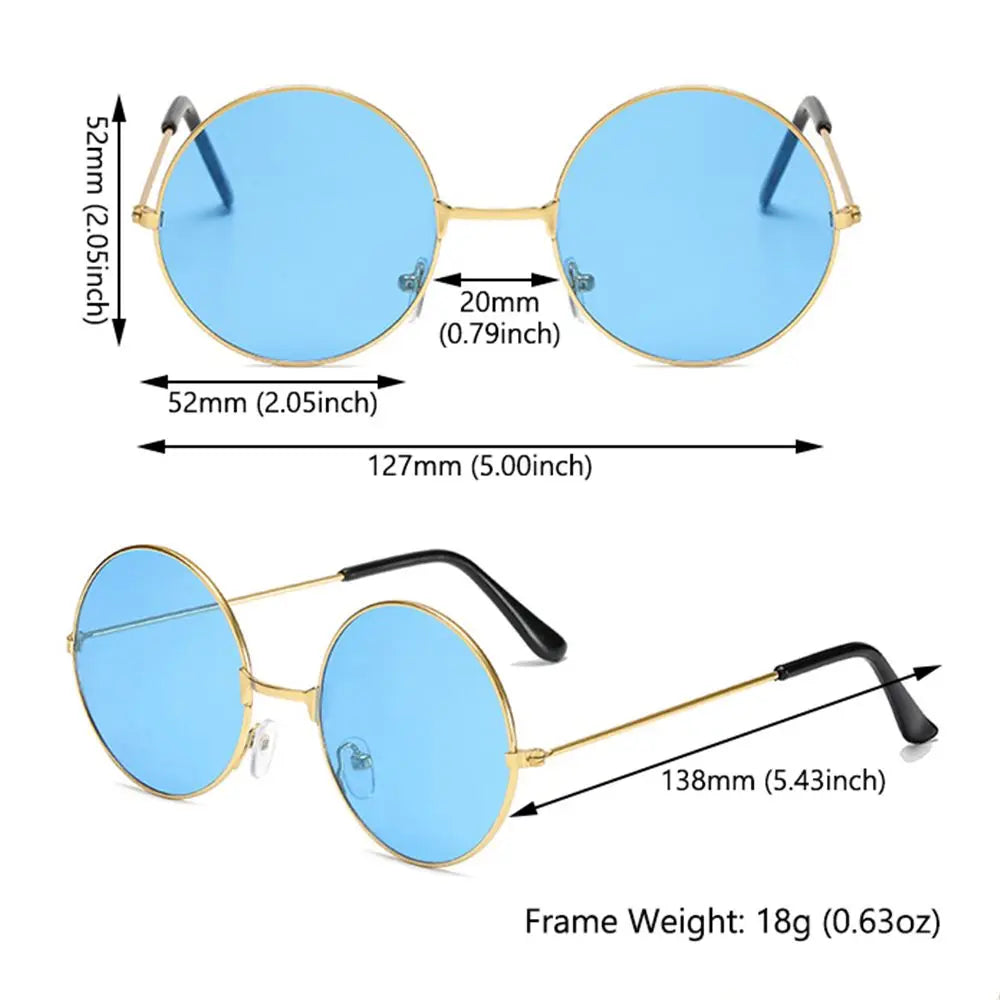 1PC Retro Round Hippie Sunglasses Fashion Circle Metal Sunglasses for Women Men Disco Party Glasses