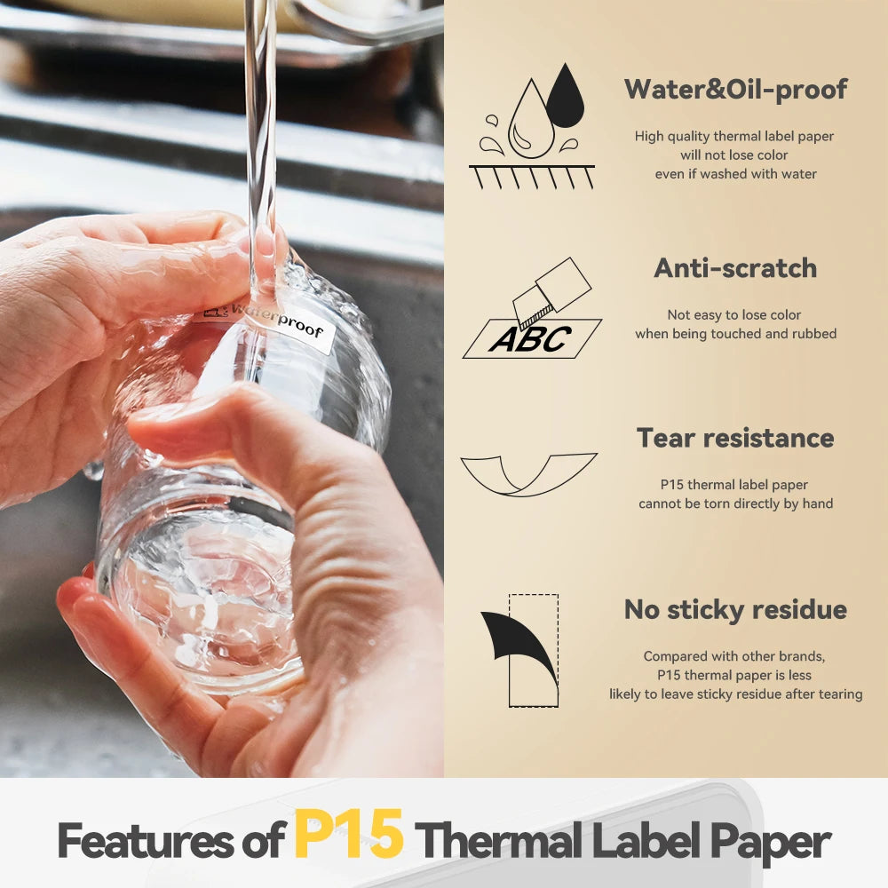 1Roll P12 P15 Thermal Label Sticker 12mm*40mm tape Compatible D30 Q30 Marklife P11 P50 L12 DELI Q2 Labeller