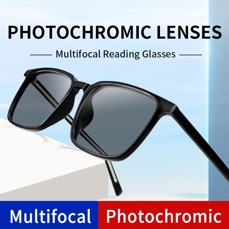 Photochromic Progressive Multifocus Computer Reading Glasses  Transition UV Sunglasses Anti Glare Sun Reader for Women Men