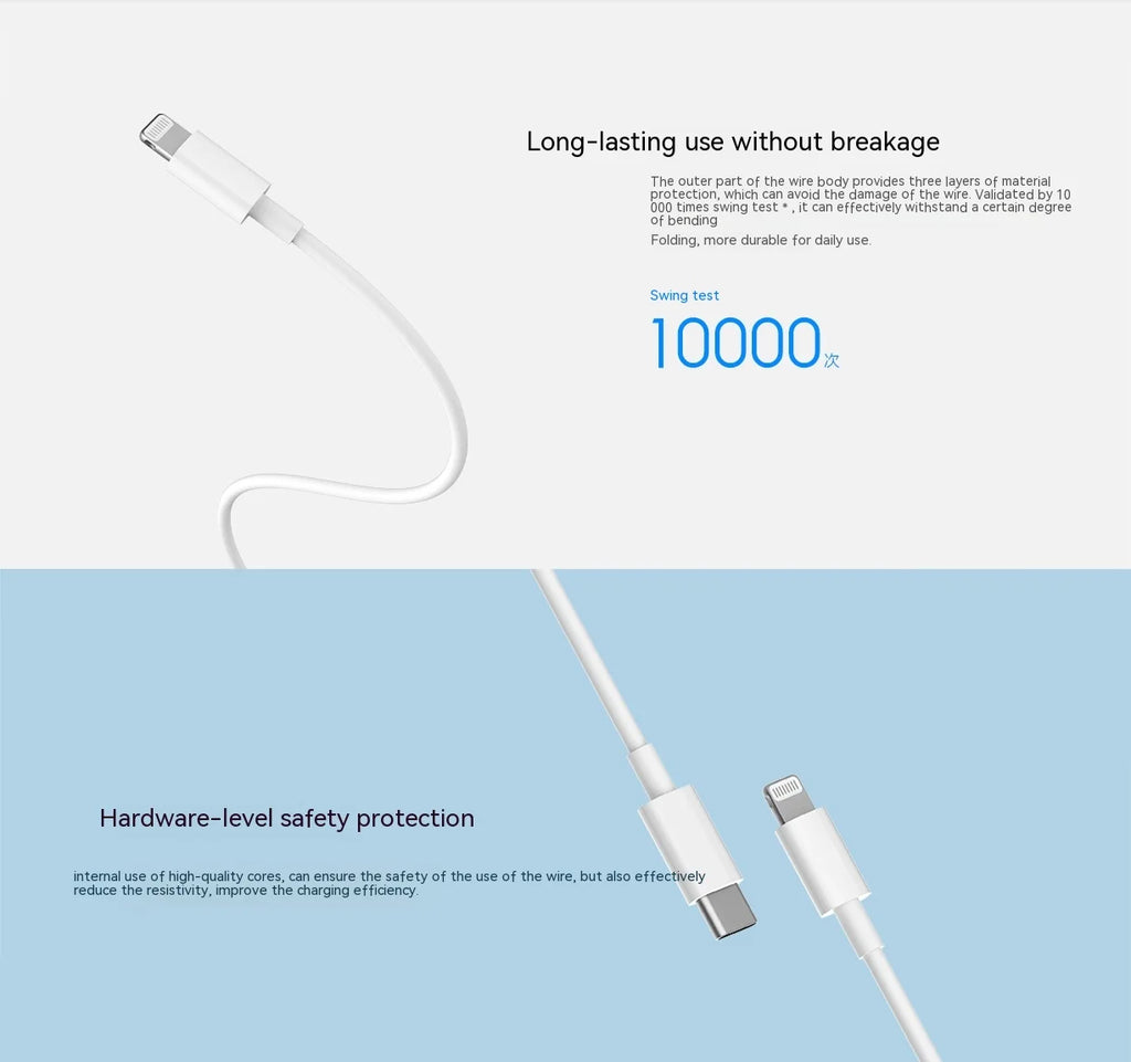 Xiaomi USB C Lightning Cable for iPhone 14 13 12 11 Pro Max XS XR iPad PD 27W/20W Fast Charging Type C to Lighning Cable Data