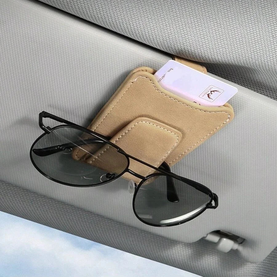 Sunglass Holder For Car Sun Visor, Suede Leather Glasses Eyeglass Hanger Clip Car Sunglasses Holder Ticket Card Clip Accessories