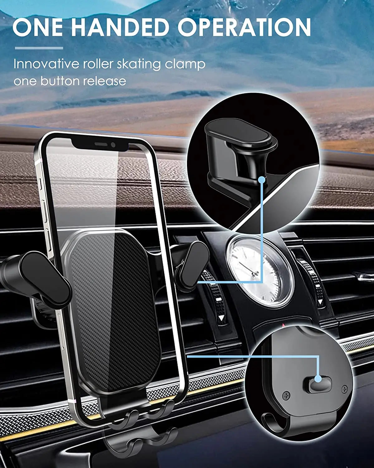Universal Car Phone Holder Air Vent Hook Clip Mount 360 Degree Rotation Installation Anti Shake Supports Xiaomi For Mobile Phone