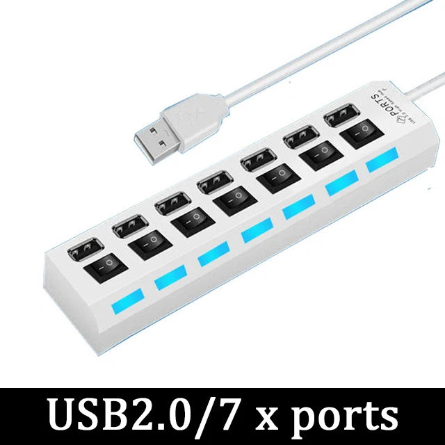 4/7 Port Multi USB 3.0 Power Adapter USB Splitter Hub USB Hub 2.0 USB Multiple Expander Switch 30CM Cable Hub Docking Stations