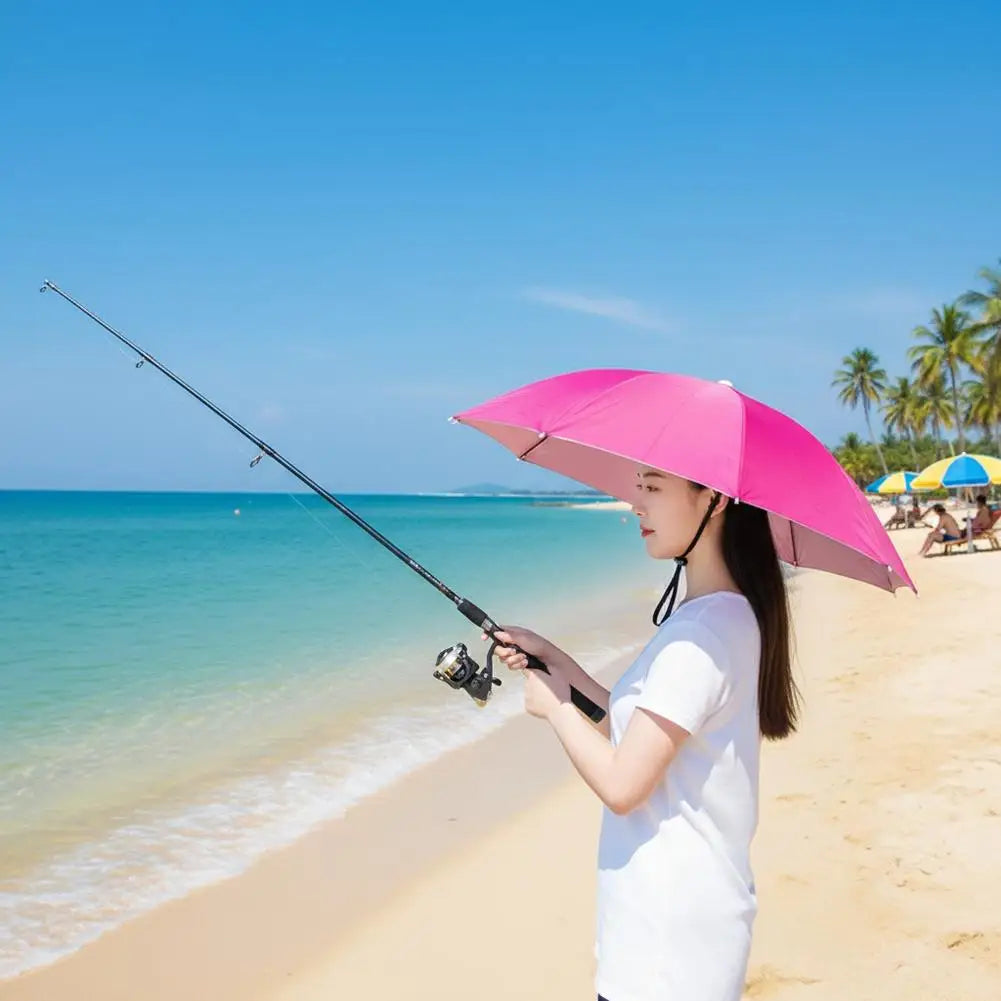 Rain Umbrella Hat Foldable Sun Shade Waterproof Fishing Headwear Cap Beach Head Hats Double-Layer UV Protection Sunscreen