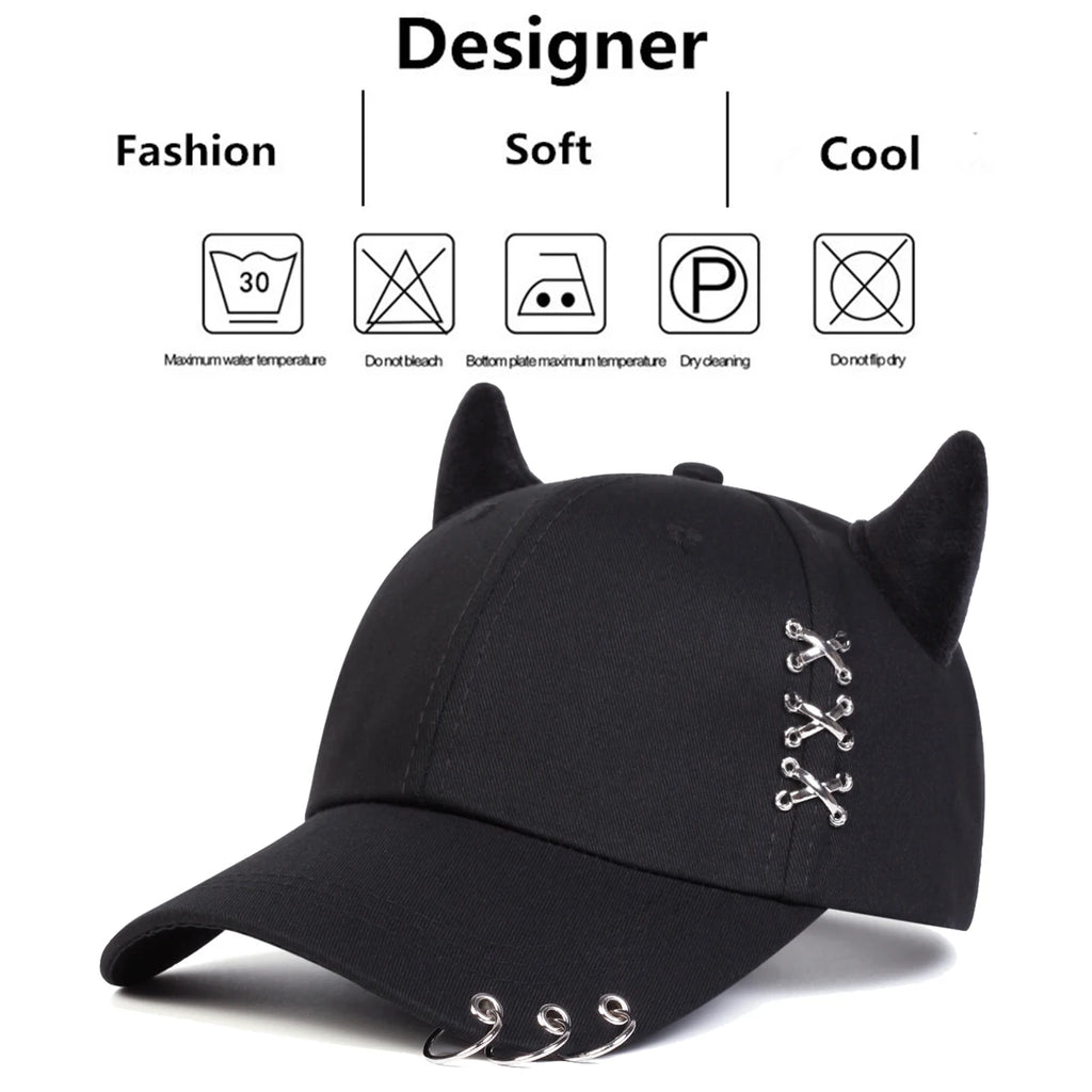Unisex XXX Iron Ring Bull Horn Personality Baseball Caps Spring Autumn Outdoor Adjustable Casual Hats Sunscreen Hat