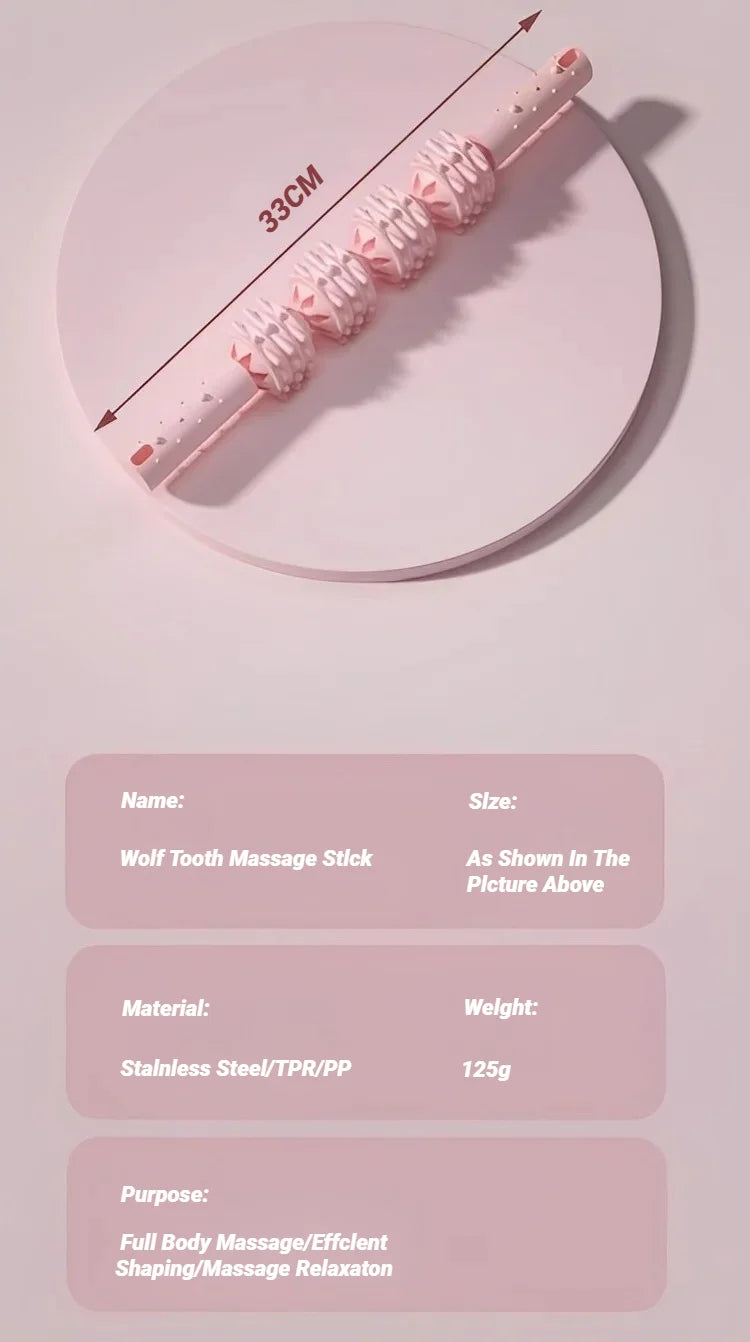 4 Ball Roller Muscles Massage Stick Relaxation Yoga Fitness Wolf Tooth Fascia For Calves Thighs Quadriceps Arms Forearms