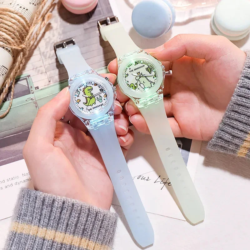 Children's Watch Cute Cartoon Watches Luminous Silicon Strap Boys Kids Students Fashion Quartz Wristwatches