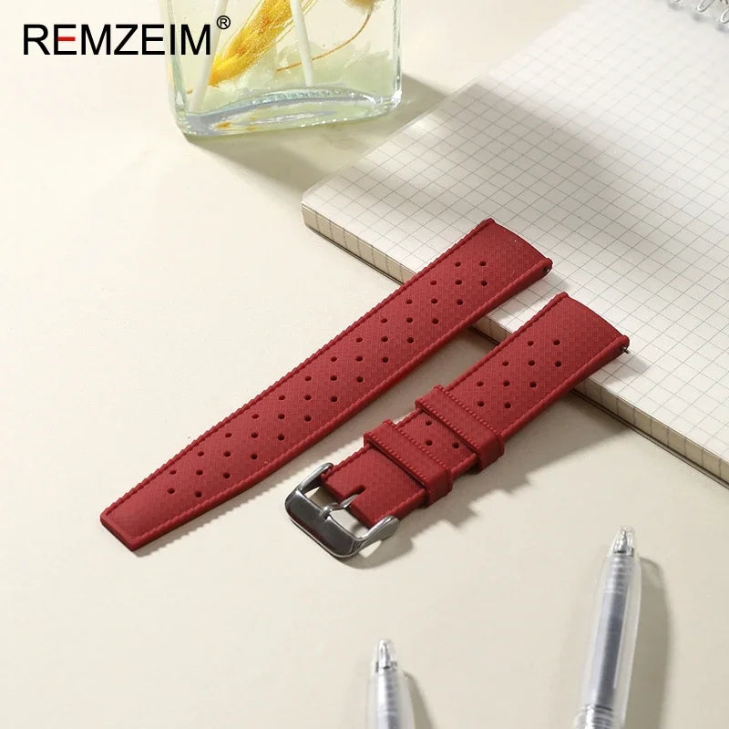 Quick Release Men's and Women's Leisure Universal  Watch Strap 18mm 20mm 22mm Soft Tropical Silicone Watch Strap