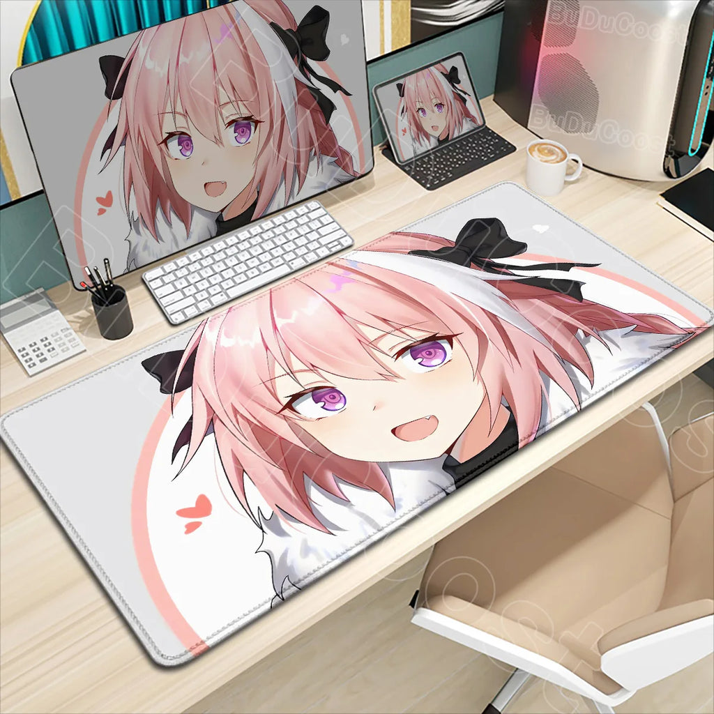 Astolfo Mousepad HD Print Anime Girl Computer Gamer Locking Edge Non-slip Rubber Mouse Pad Keyboard PC Desk Pad Table Decoration
