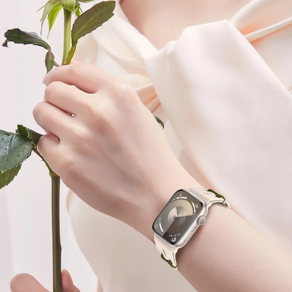 Chain Link Silicone Strap for Apple Watch Band Ultra 3 2 49mm 44mm 40mm 45mm 41mm 42mm Bracelet for Series 11 10 9 8 7 6 5 4 SE3