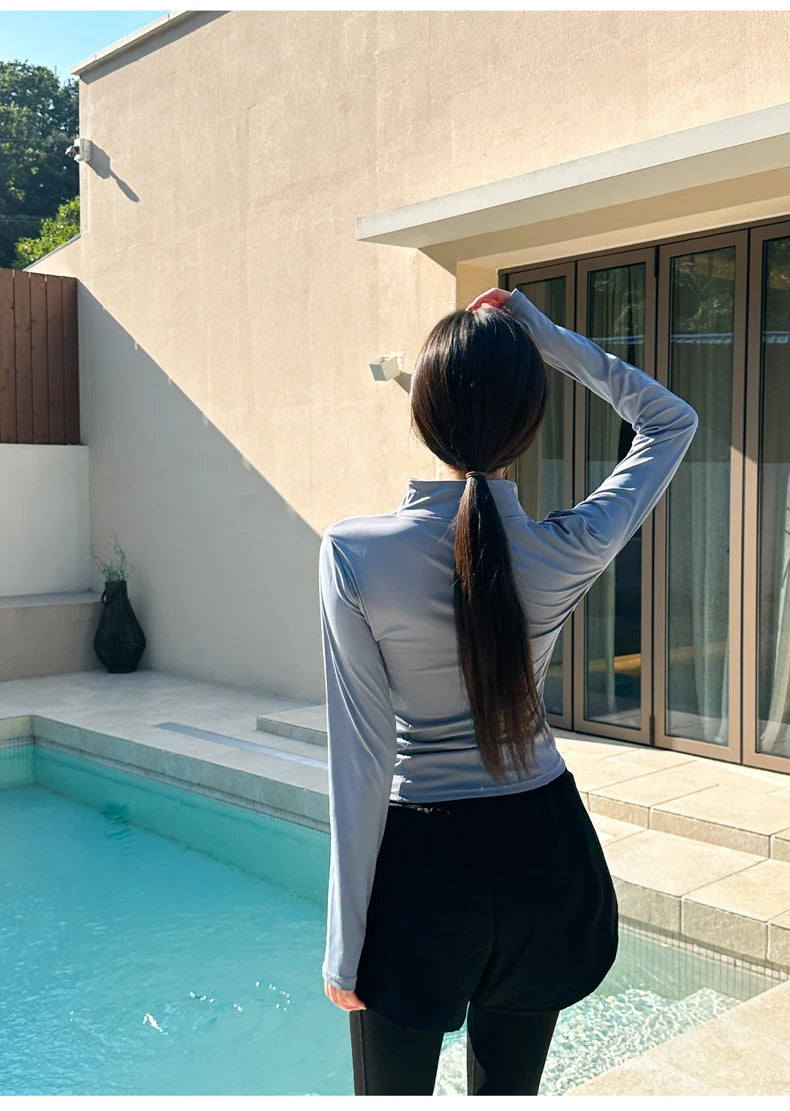 2026 New Women's Wetsuit Two-Piece Long Sleeve Long Pants Swimming Suit Diving Suit Warm Sunscreen Sports Style Separate Briefs