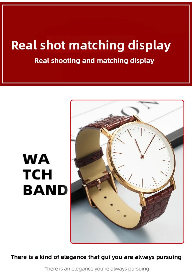 Alligator wacth strap Ultra Thin 12 13 14 15 16 18 20 22mm men women Black Brown Blue Crocodile Leather watchband For any brands