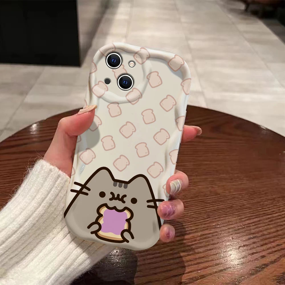 Funny Pusheens Cat 3D Wave Case For iPhone 15 14 13 12 11 Pro Max Mini X XR XSMAX 8 7 6S Plus Soft Silicone Cover