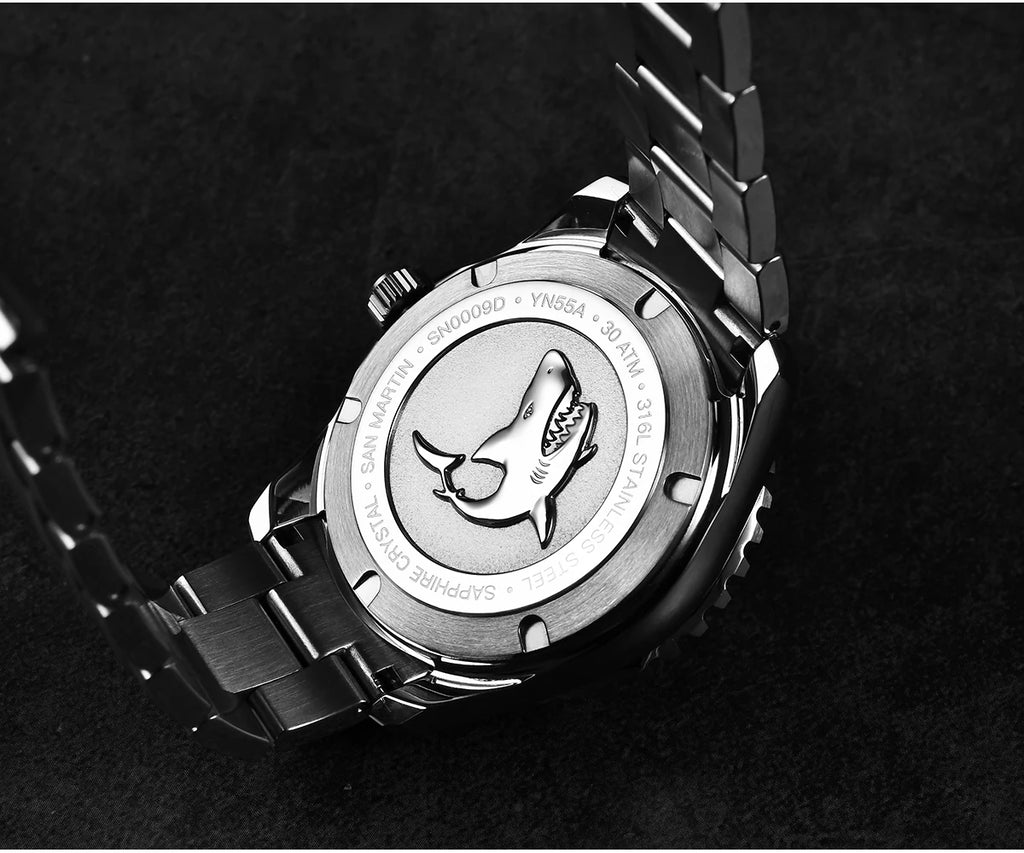 San Martin 40mm Enamel Dial YN55 Men Diver's Automatic Mechanical Watch 3H Date BGW-X1 30Bar Waterproof Montre Homme SN0009D