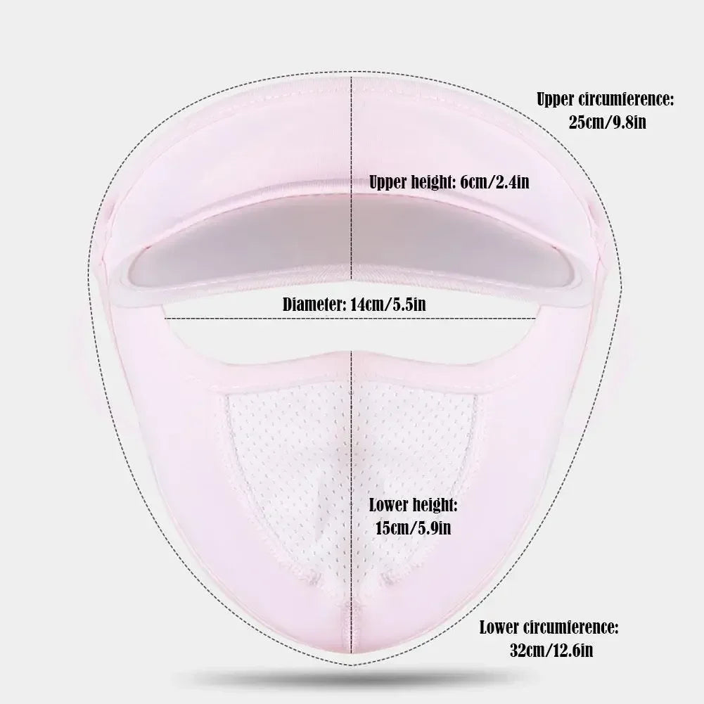 Summer Sunscreen Ice Silk Mask UV Protection Face Cover Sunscreen Veil Face with Brim Cycling Sun Protection Hats Caps