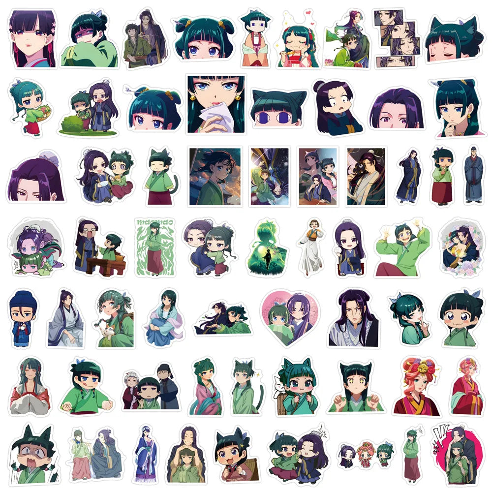 60Pcs Maomao Apothecary Diaries Stickers Jinshi  DIY Stickers Scrapbooking Phone Luggage Skateboard Vinyl  Waterproof  Decals