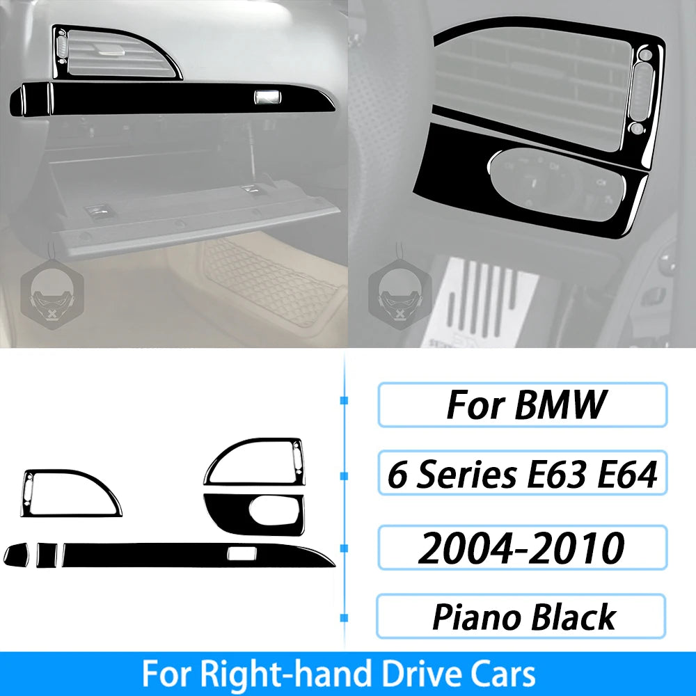 For BMW M6 6 Series E63 E64 2004-2010 Piano Black Gear Shift Air Outlet Window Lift Panel Set Car Interior Accessories Sticker