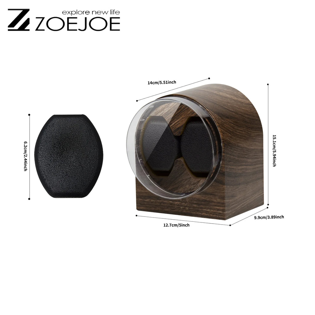 ZOEJOE Automatic Watch Winder Wood Grain Color Usb Cable Supply Low Noise Flexible Pillow For Universal Watch Gifts For Friends