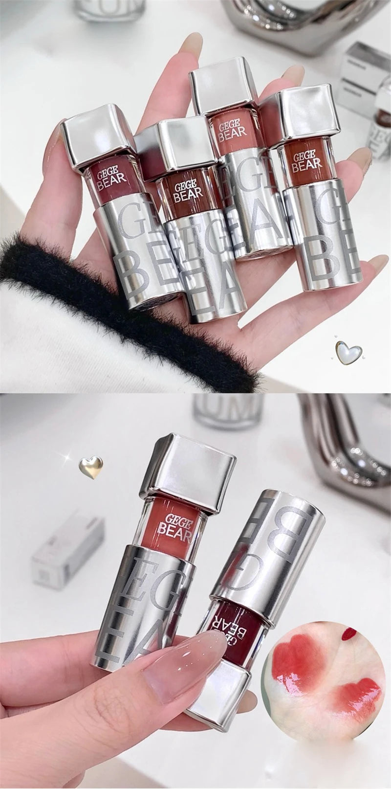 Mirror Water Lip Gloss Black Ice Cube Tube Moisturizing Long Lasting Liquid Lipstick Lipgloss Plump Up Lips Makeup Cosmetics