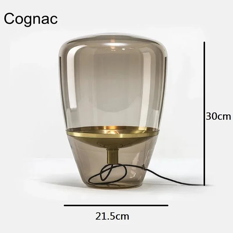 Postmodern Smoky Gray Glass Table Lamp Italian Creative Art Desktop Decoration Stand Lights Living Room Bedroom Hotel Lighting
