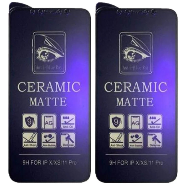 10pcs Ceramics Film Matte Screen Protector Anti Blue Ray Anti-Shock For iPhone 17 Air 16 Pro Max 16E 15 Plus 14 13 12 11 XS